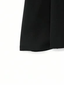 SHEIN Elenzya فستان أنيق للمكتب مع سترة ذات ياقة وأكمام طويلة وخصر مشدود للمرأة ذات الحجم الكبير باللون الأحادي - الأسود - مشاهدة 3