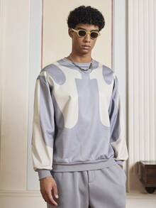 SWAVVY 男士印花长袖套头卫衣和口袋运动裤套装，秋季服装，冬季 - 灰色 - 查看 4