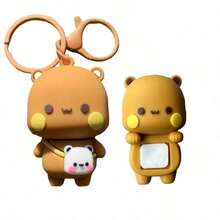 سلسلة مفاتيح دمية باندا كيوت بوبو ديدو يير، شكل أنمي لعبة دمية، قلادة جميلة، حامل مفاتيح، زينة للسيارة والحقيبة والهاتف المحمول - متعدد الألوان - مشاهدة 12