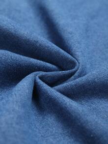 Manfinity Homme 男士休闲修身长袖牛仔衬衫，带口袋，街头风格，秋季 - 中等水洗藍 - 查看 4