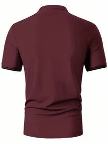 Manfinity Homme Men's Letter Embroidered Short Sleeve Casual/Commute Polo Shirt Mens T Shirt Men Polo Shirts Mens Golf Shirt Burgundy Mens Shirt Mens Fashion T-Shirt Old Money - Red - View 2