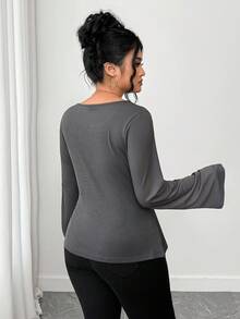 SHEIN Elenzya Halloween Plus Size T-Shirts Fall Cloth For Women - Grey - View 2