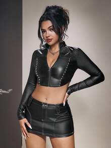 Jeanoix 女士休闲外套夹克，适合外出和聚会 - 黑色 - 查看 3