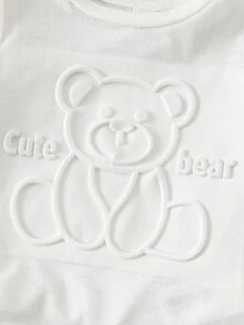 SHEIN 3 件装可爱卡通压花图案长袖卫衣，适合男婴和女婴，百搭秋冬男女通用婴儿服装 - 彩色 - 查看 4