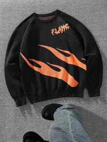 Manfinity Roghcode Jersey casual de hombre con patrón de bloques de color, otoño/invierno - Negro - Ver 1