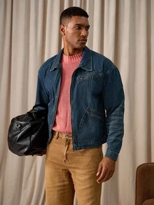 RivetRise Herren Vintage Destroyed Loose Fit Denim Jacke im Western Vintage Stil, Herbst