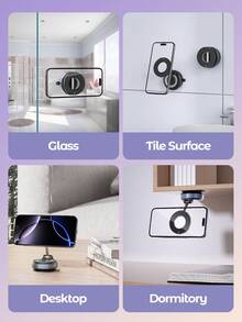 X68 车载手机支架机械真空吸盘360°旋转强磁吸附支架导航通用支架兼容、安卓手机，生日、家人、朋友礼物汽车配件，车载手机支架 - 彩色 - 查看 4