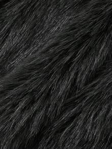 DAZY V领修身高端仿皮草女式外套，秋冬女装大衣 - 黑色 - 查看 12