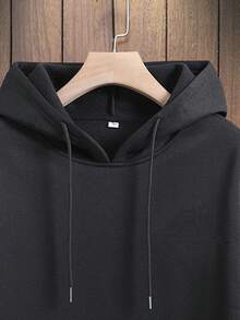 100%Cotton Men Slogan Graphic Pocket Drawstring Hoodie - Dark Grey - View 4