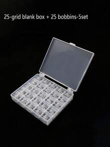 SHEIN 1PC 25-Slot Bobbin Storage Box - Clear Plastic Organizer For Sewing Machine Accessories & Craft Supplies - White - View 11