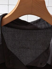 SHEIN CURVE+ 女士金属装饰灯笼袖长衬衫，优雅时尚 - 黑色 - 查看 5