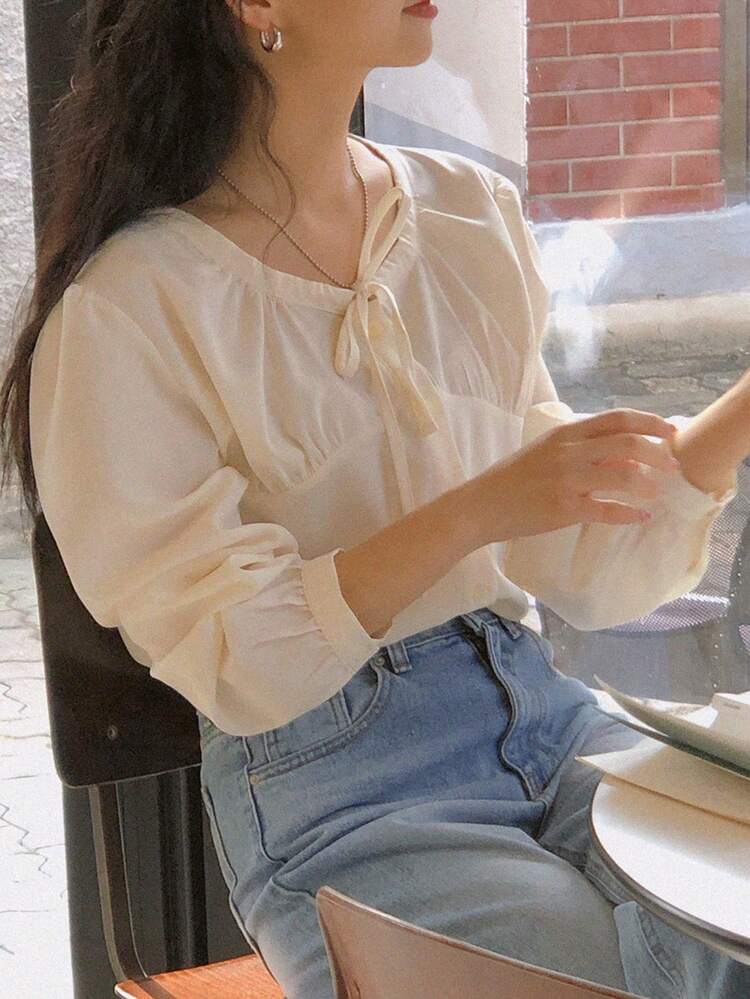 French Retro Long Sleeve Shirt For Women, Suitable For Autumn Outerwear