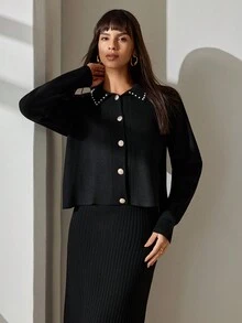 CLARA VERO Women Sweater Dress And Cardigan 2 Pieces Set - Black - View 5