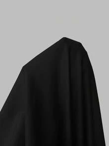 GlowEve 女士优雅撞色饰边腰带西装外套，简约杏色，高品质通勤风格，纯色百搭长袖夹克 - 黑色 - 查看 4