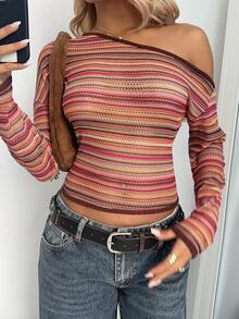 Aloruh Fall/Winter Women's Prom/Formal/Beach/Vacation/Cute/Western/Business Casual/Elegant/Birthday/Outing/Club/Office Wear/Festival/Rave/Workwear/Elegant/Country Concert/Brunch/Cruise/Old Money/Airport/Decent/Church/Fairy/Flirty/Tea Party/Millennial/Streetwear/2000s/Disco/Spring Break/Graduation/Wedding Guest/Cocktail Party/Vintage/Skinny/Vacation/Slim Fit/Long Sleeve Tops - Brown - View 2