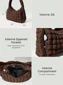 GLOWMODE Quilted Water-Resistant Carryall Shoulder Bag - Brown - View 3