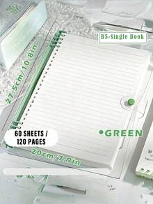1/2/3PCS/360page- B5 Clear Soft Leather Bulk Notebook, With Perforated Pages,B5 Loose-Leaf Notebook With Thick Coil - 1PC 60 Sheets (120 Pages) Detachable, Light Green Light Blue Milky White, Smooth Writing Paper Binder - Velvet Textured Cover,School Supplies,Back To School - Multicolor - View 12