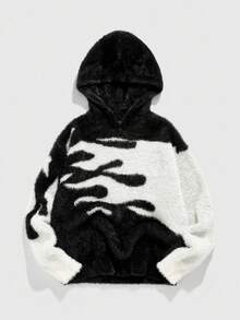 ROMWE MEN Street Life Felpa con cappuccio da uomo in stile colorblock e patchwork, adatta per l'autunno/inverno