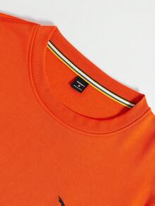 Manfinity LEGND Men's Casual Commuter Fashion Bird Print Pullover Sweatshirt, Spring/Autumn, Long Sleeve Top - Orange - View 3