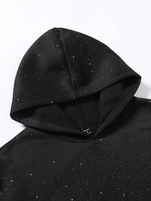 Manfinity Roghcode Manfinity Streetrush 男士连帽运动衫和裤子套装，趣味字母 3D 印花，青春街头风格男士运动服男士两件套男士运动服套装男士连帽衫和运动裤套装黑色运动服，秋冬服装 - 黑色 - 查看 7