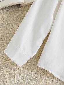 Blossori Young Girls' French Elegant Woven Black Shirt/Khaki Pants Set, Spring/Summer - Mint Blue - View 4