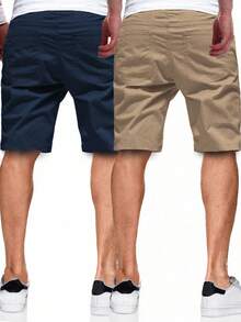 Manfinity Homme 2pcs Men's Loose Fit Drawstring Waist Slant Pocket Shorts