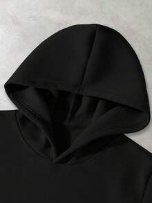 PAVTROS 男士字母标语印花休闲连帽衫，街头风格简约设计套头连帽衫