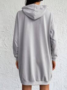 Cottnline Hanorac cu glugă pentru femei, model casual cu litere, cu buzunar și șnur, toamnă