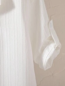 SHEIN Casuvi Kids 年轻男孩休闲纯色纹理短袖 Polo 衫 - 白色 - 查看 6