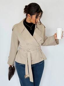 Firerie Áo khoác gió tay dài phong cách Y2K dáng rộng, rộng rãi, cỡ lớn, thời trang xuân/thu; Thích hợp cho Ngày lễ tình nhân, Hòa nhạc, Biểu diễn, Hẹn hò, Tiệc tối trang trọng, Tiệc dạ hội, Đám cưới, Gợi cảm, Thanh lịch, Đi làm, Trở lại trường, Kỳ nghỉ, Bãi biển, Lãng mạn, Phong cách công sở, Phong cách nàng tiên cá, Tiệc sinh nhật - Màu Khaki - Xem 5