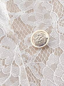 SHEIN MOD 女式复古皇家西装背心和裤子两件套，带蕾丝、珍珠纽扣、长袖，适合约会装、万圣节装、返校装、Y2K 装、垃圾装、秋冬旧款 - 杏色 - 查看 9