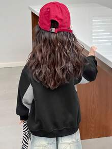 DAZY 女童针织抓绒印花卫衣，秋季服装，冬季 - 灰色 - 查看 5