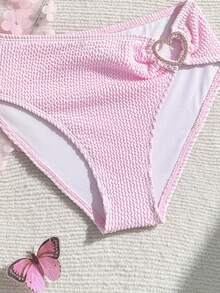 SHEIN 女童可爱三件套泳衣套装，带围巾/荷叶边