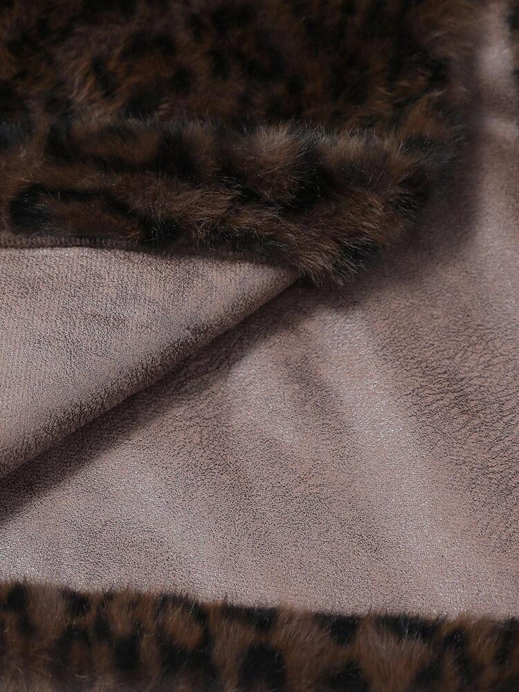 Women's Leopard Print Lapel Long Sleeve Faux Fur Fashion Jacket Women's Winter Clothes Women's Winter Coat Winter Coats For Women Women's Winter Jacket