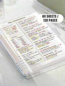 1/2/3PCS/360page- B5 Clear Soft Leather Bulk Notebook, With Perforated Pages,B5 Loose-Leaf Notebook With Thick Coil - 1PC 60 Sheets (120 Pages) Detachable, Light Green Light Blue Milky White, Smooth Writing Paper Binder - Velvet Textured Cover,School Supplies,Back To School - Multicolor - View 23