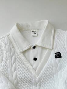 SHEIN 2pcs/Set Baby Boy Cute Knitted Long Sleeve Sweatshirt And Elastic Waist Jogger Pants Tracksuit Set, Back To School Fashion Unisex Baby Clothes, Baby Winter Clothes - Multicolor - View 7