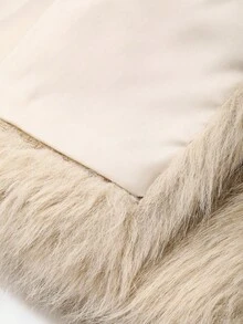 DAZY 新款厚款短款高端蓬松夹克仿皮草大衣 - 杏色 - 查看 10