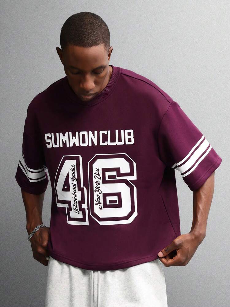 Boxy Fit Jersey Tee With Varsity Number Graphics