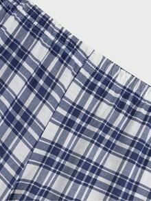 3pcs Men's Plaid Pocket T-Shirt, Shorts And Pants Pajama Set - Black - View 9