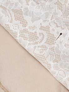 SHEIN MOD 女式复古皇家西装背心和裤子两件套，带蕾丝、珍珠纽扣、长袖，适合约会装、万圣节装、返校装、Y2K 装、垃圾装、秋冬旧款 - 杏色 - 查看 10