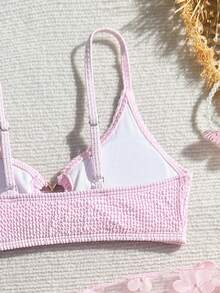 SHEIN 女童可爱三件套泳衣套装，带围巾/荷叶边