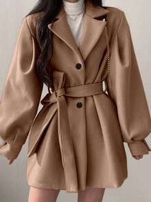 INAWLY New Elegant & Stylish Tie-Up Long Sleeve Women Jacket - Mocha Brown - View 4