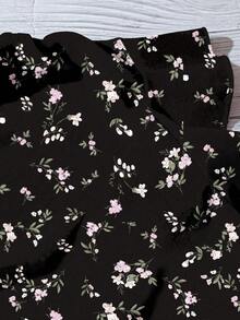 SHEIN LUNE 女式休闲简约黑色碎花衬衫，优雅夏日 - 彩色 - 查看 4