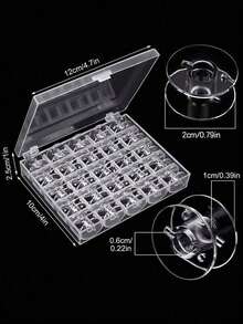 SHEIN 1PC 25-Slot Bobbin Storage Box - Clear Plastic Organizer For Sewing Machine Accessories & Craft Supplies - White - View 10