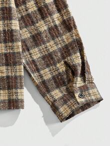 ROMWE MEN Casual 男士格子休闲长袖衬衫，街头学院风，秋冬，适合秋季 - 彩色 - 查看 4