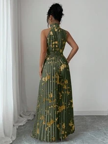 Elenzga Mono de pierna ancha elegante y romántico con cuello de volantes sin mangas para mujer, ideal para Halloween - Multicolor - Ver 2