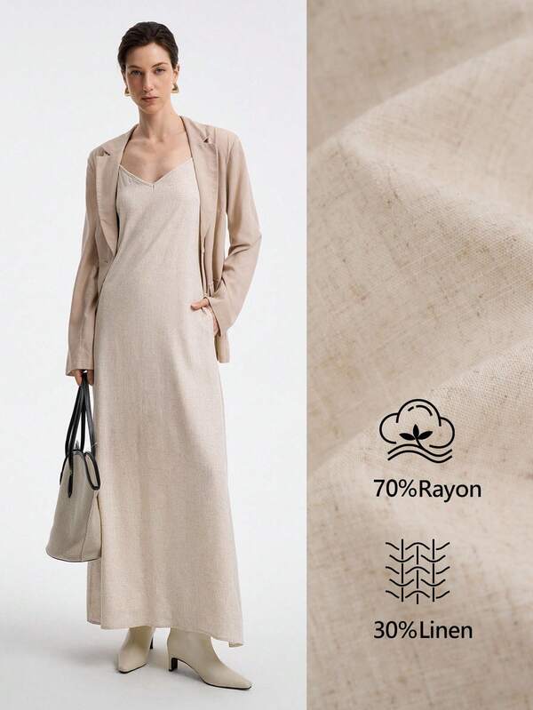 Aalyst Vestido elegante, de moda, cómodo y encantador de estilo retro minimalista y de alta gama sin mangas de corte evasé y unicolor para uso diario