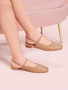 CUCCOO DOLLMOD Aprikot süße niedliche Mary Jane Preppy Stil rückenfreie Ballerinas