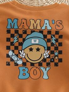 SHEIN 1件幼童男孩「MAMA'S BOY」圖案套頭上衣（不含鞋子），兒童秋冬休閒街頭風服飾 - 彩色 - 查看 7