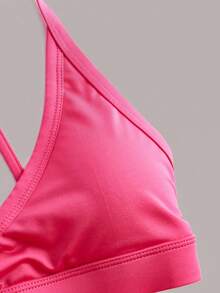 SHEIN Cheerettes 3 piezas Sujetador deportivo unicolor con abertura de espalda abierta - Multicolor - Ver 10
